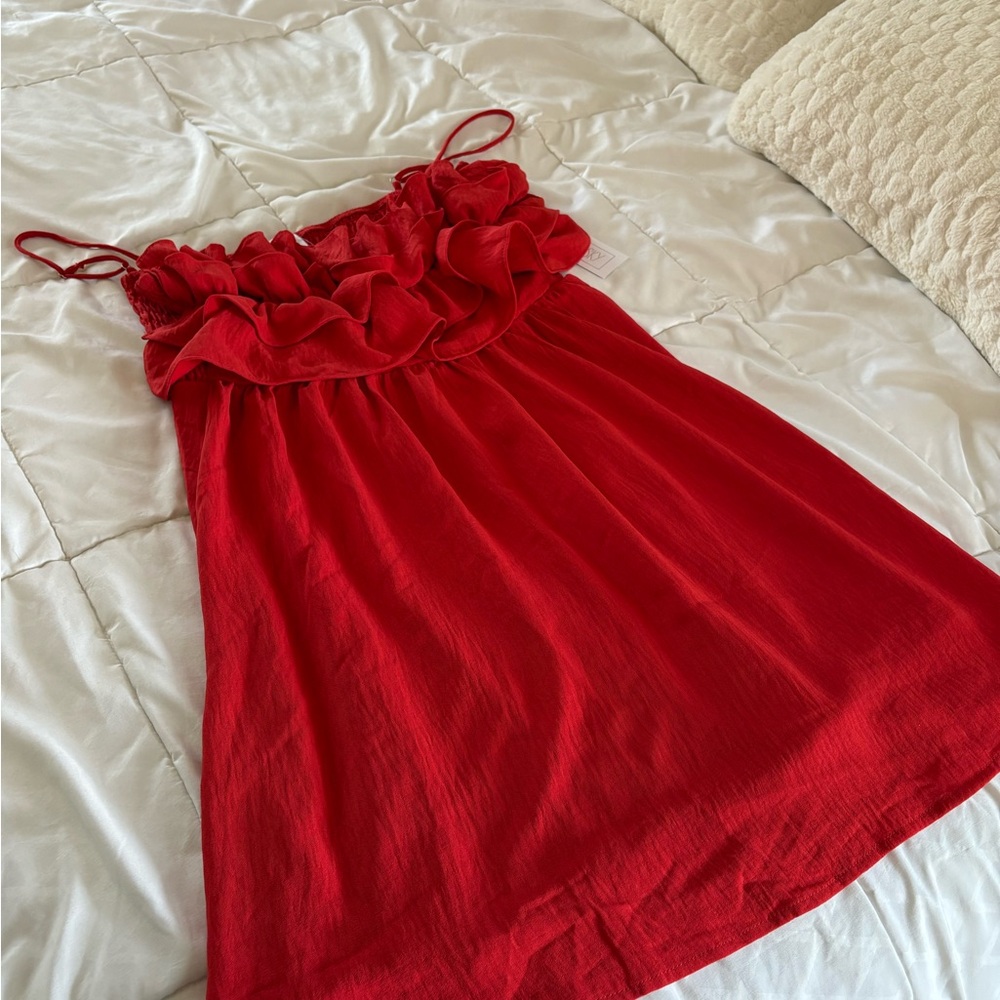 New with Tags - Red Ruffled Strap Dress